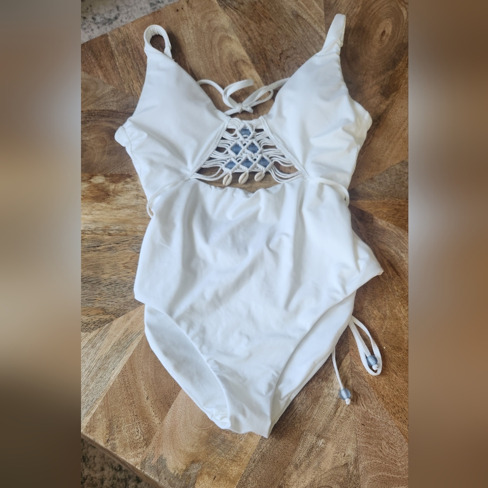 Becca White One Piece Bathing Suit